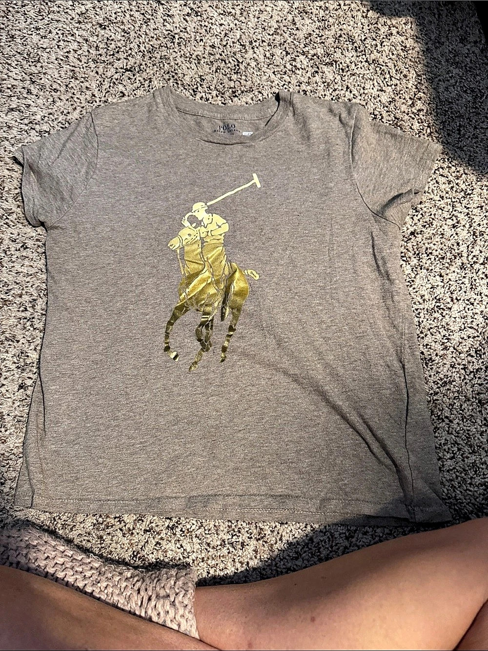 Polo Ralph Lauren Metallic Big Pony Cotton T-Shirt Gray Medium